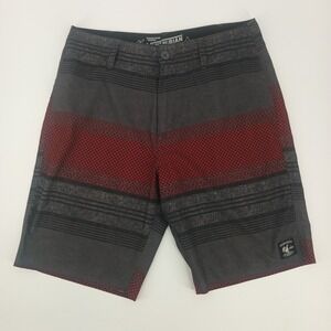 Vans Vanphibian Hybrid Board‎ Shorts Mens 30 Grey Red Stripe Checkerboard Swim